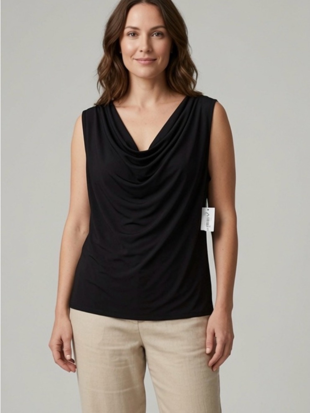 NYDJ Black Cowl Neck Tank Top Sleeveless Shell Blouse XL